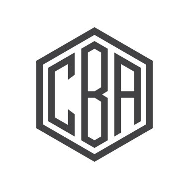 üç harfli baş harfleri altıgen logo siyah