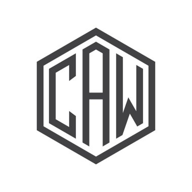 üç harfli baş harfleri altıgen logo siyah