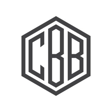 üç harfli baş harfleri altıgen logo siyah