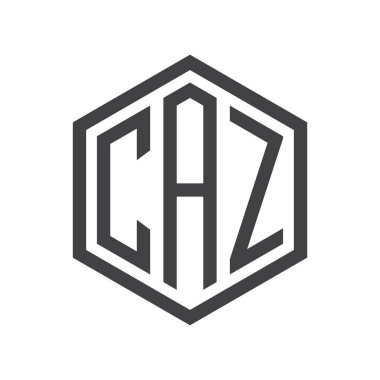 üç harfli baş harfleri altıgen logo siyah