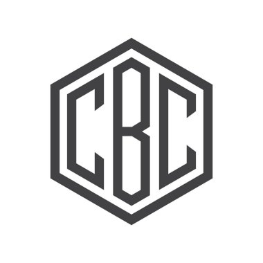 üç harfli baş harfleri altıgen logo siyah