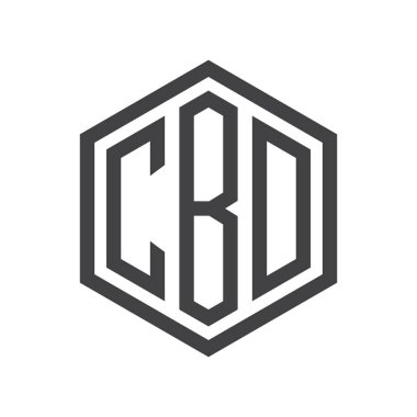 üç harfli baş harfleri altıgen logo siyah