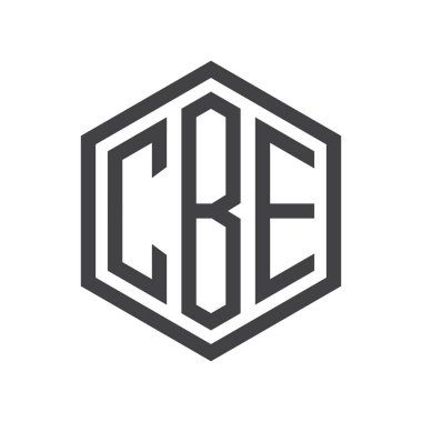 üç harfli baş harfleri altıgen logo siyah