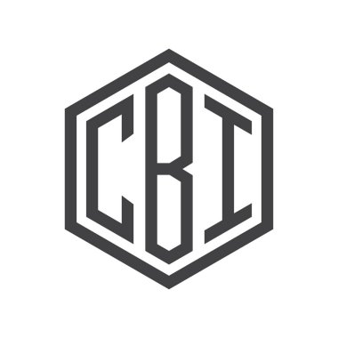 üç harfli baş harfleri altıgen logo siyah