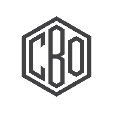 üç harfli baş harfleri altıgen logo siyah