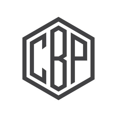 üç harfli baş harfleri altıgen logo siyah