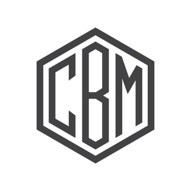 üç harfli baş harfleri altıgen logo siyah