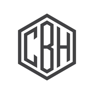 üç harfli baş harfleri altıgen logo siyah