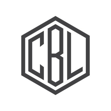 üç harfli baş harfleri altıgen logo siyah