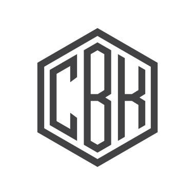 üç harfli baş harfleri altıgen logo siyah