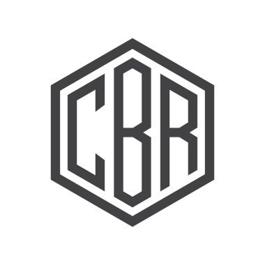 üç harfli baş harfleri altıgen logo siyah