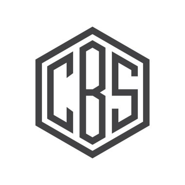 üç harfli baş harfleri altıgen logo siyah