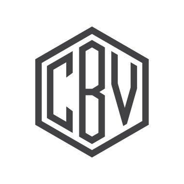 üç harfli baş harfleri altıgen logo siyah