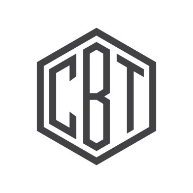 üç harfli baş harfleri altıgen logo siyah