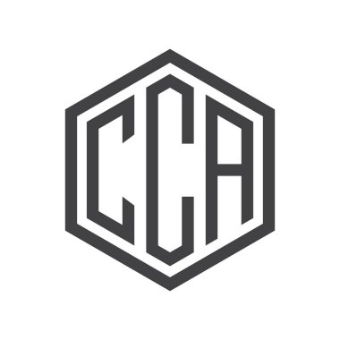 üç harfli baş harfleri altıgen logo siyah