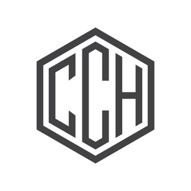 üç harfli baş harfleri altıgen logo siyah