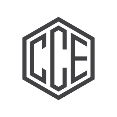 üç harfli baş harfleri altıgen logo siyah