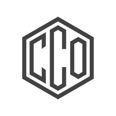 üç harfli baş harfleri altıgen logo siyah