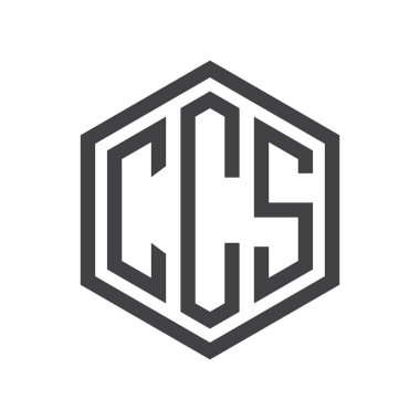 üç harfli baş harfleri altıgen logo siyah