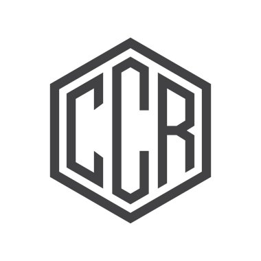 üç harfli baş harfleri altıgen logo siyah