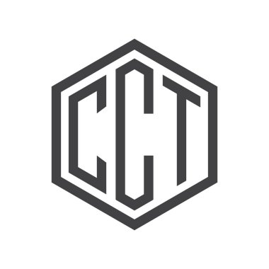 üç harfli baş harfleri altıgen logo siyah