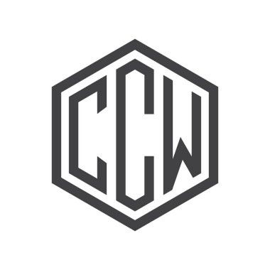 üç harfli baş harfleri altıgen logo siyah