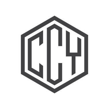 üç harfli baş harfleri altıgen logo siyah