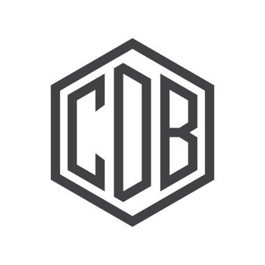 üç harfli baş harfleri altıgen logo siyah