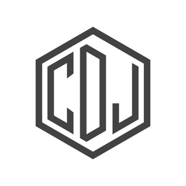 üç harfli baş harfleri altıgen logo siyah