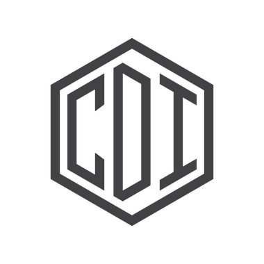 üç harfli baş harfleri altıgen logo siyah