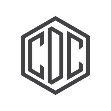 üç harfli baş harfleri altıgen logo siyah