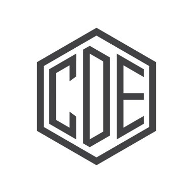 üç harfli baş harfleri altıgen logo siyah