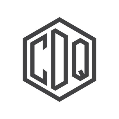 üç harfli baş harfleri altıgen logo siyah