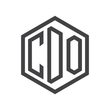 üç harfli baş harfleri altıgen logo siyah