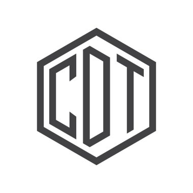 üç harfli baş harfleri altıgen logo siyah