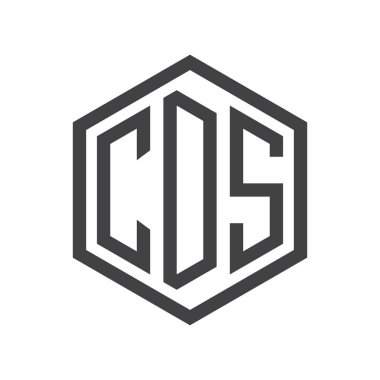 üç harfli baş harfleri altıgen logo siyah