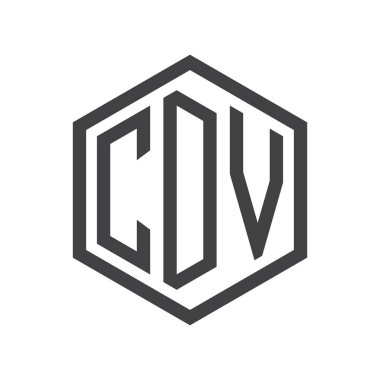 üç harfli baş harfleri altıgen logo siyah