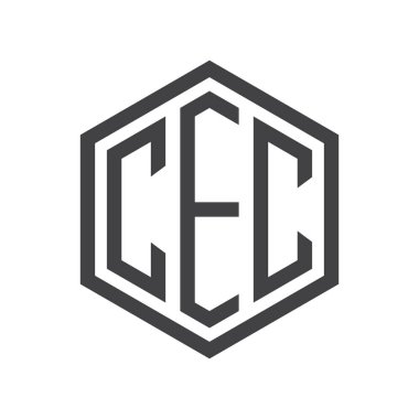 üç harfli baş harfleri altıgen logo siyah