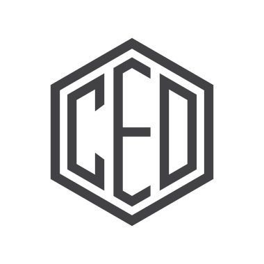 üç harfli baş harfleri altıgen logo siyah