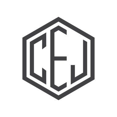 üç harfli baş harfleri altıgen logo siyah