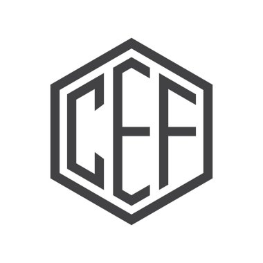 üç harfli baş harfleri altıgen logo siyah