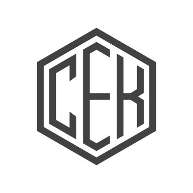 üç harfli baş harfleri altıgen logo siyah