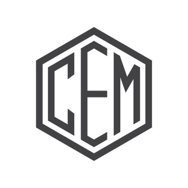 üç harfli baş harfleri altıgen logo siyah