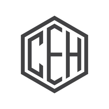 üç harfli baş harfleri altıgen logo siyah