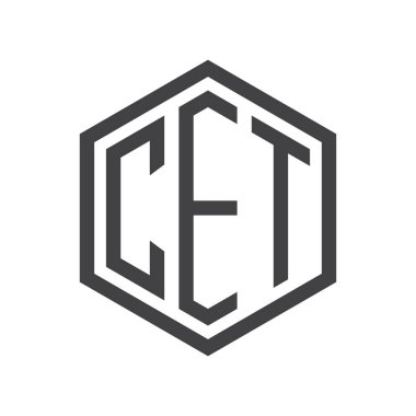 üç harfli baş harfleri altıgen logo siyah