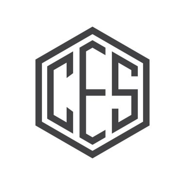 üç harfli baş harfleri altıgen logo siyah