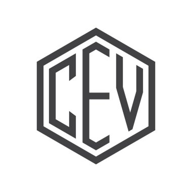 üç harfli baş harfleri altıgen logo siyah