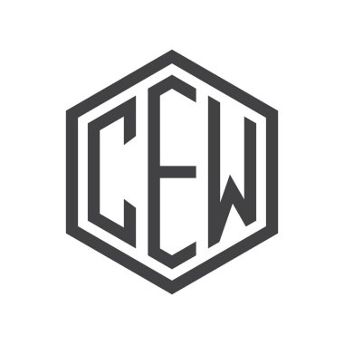 üç harfli baş harfleri altıgen logo siyah