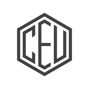 üç harfli baş harfleri altıgen logo siyah