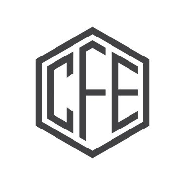 üç harfli baş harfleri altıgen logo siyah